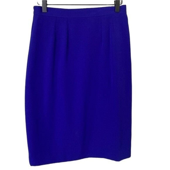 Daymor Couture Vintage Pencil Skirt Elastic Waist Pleat Front Lined Slit Vibrant - Picture 1 of 15
